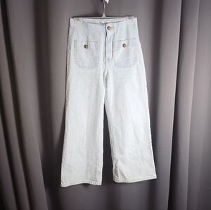 ZARA Sailor Patch Pocket Wide-Leg Jeans Light Wash High Rise Sz 4